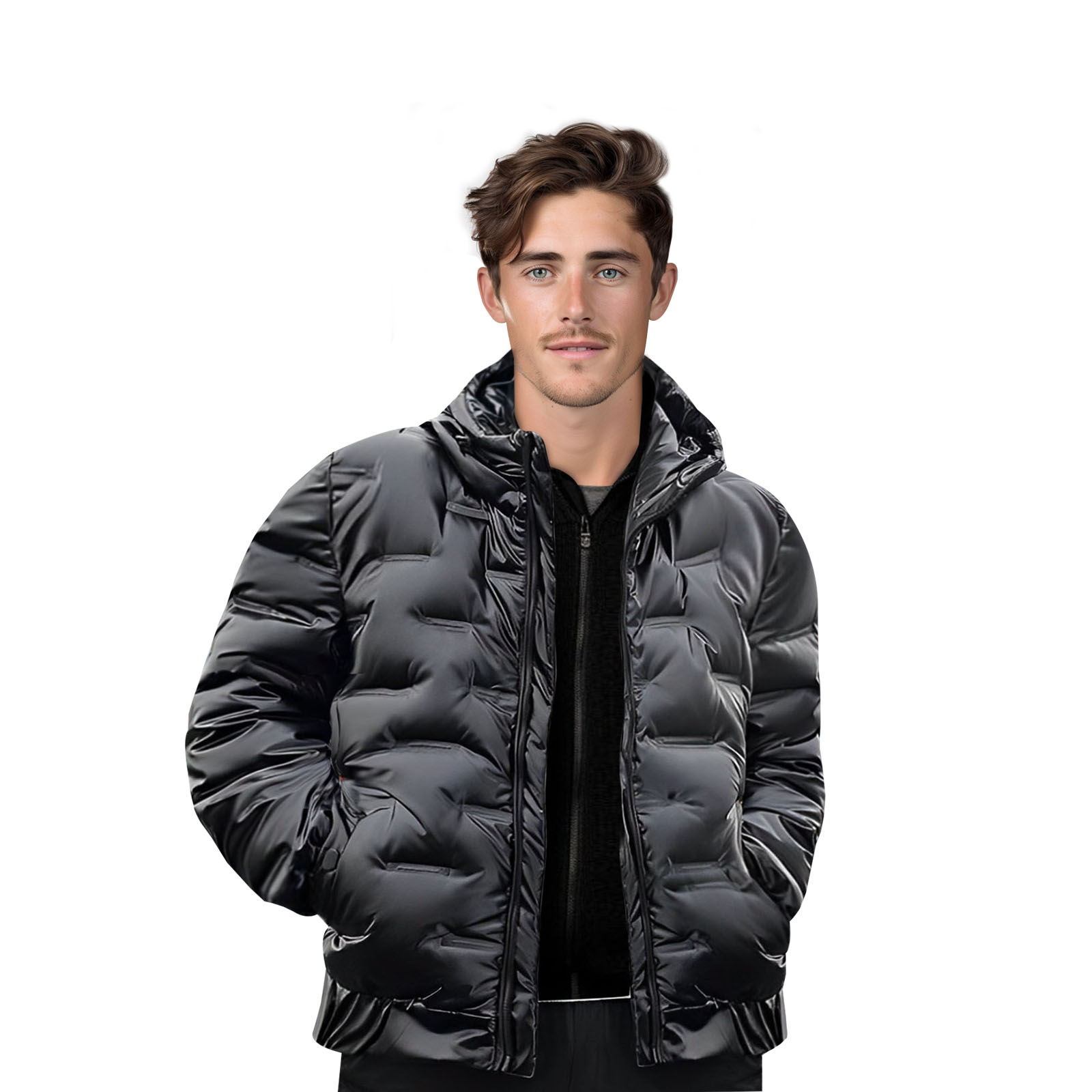 Abbee Black 2Xl Winter Hooded Glossy Down Jacket Stylish Lightweight Quilted Warm Puffer Coat, Apparel &Amp; Footwear, Apparel, Coats &Amp; Jackets, , ,  - Nz Depot 1