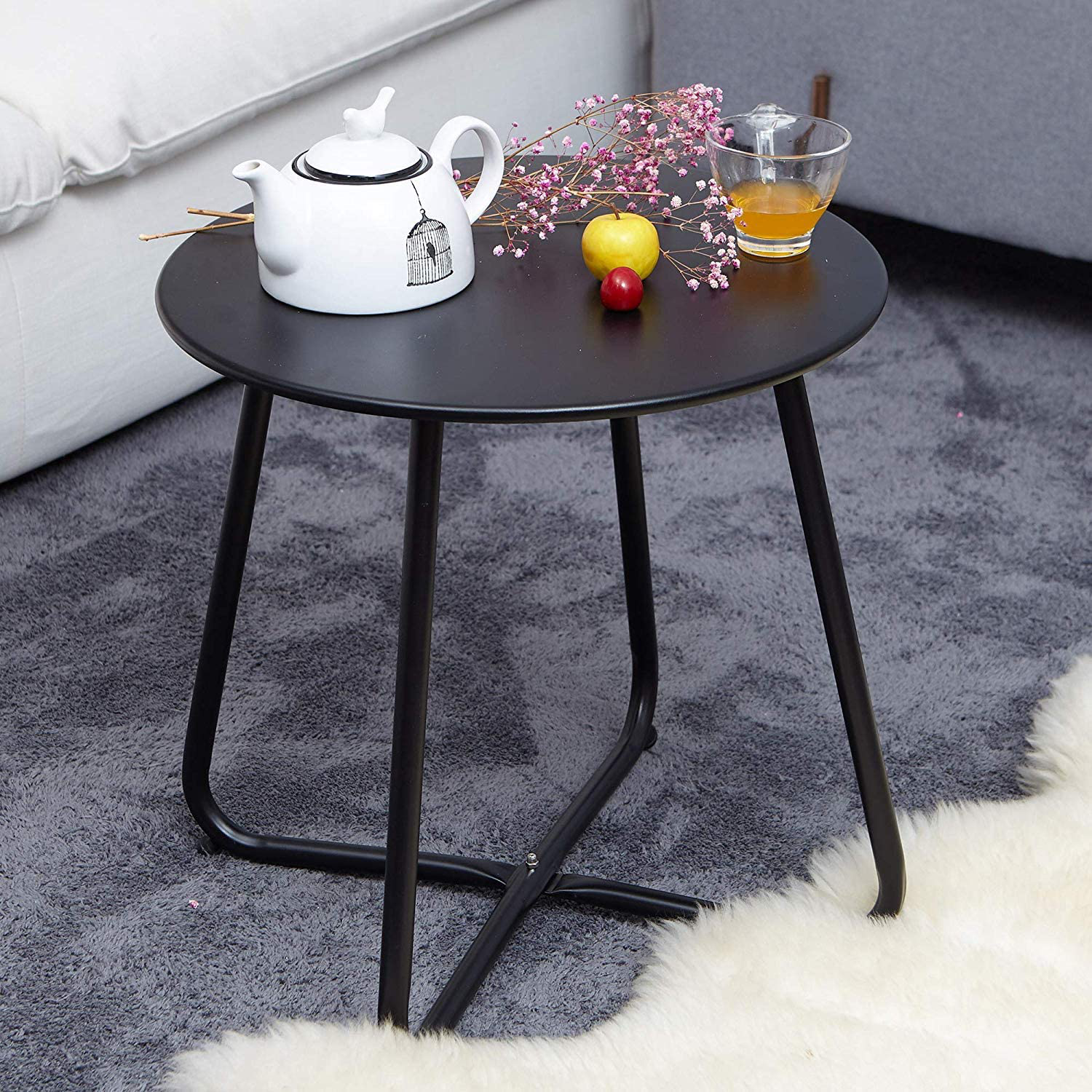 Ds Bs Steel Cross Frames Legs Round Sofa Side Coffee Table Black Living Room Nz Depot 3 - Nz Depot