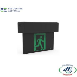 E&E 3W LED Exit Surface Mount Blade Lithium Battery Black Finish - CS-EXBLADELSMBK-NZ -  -  - Emergency & Exit Lighting