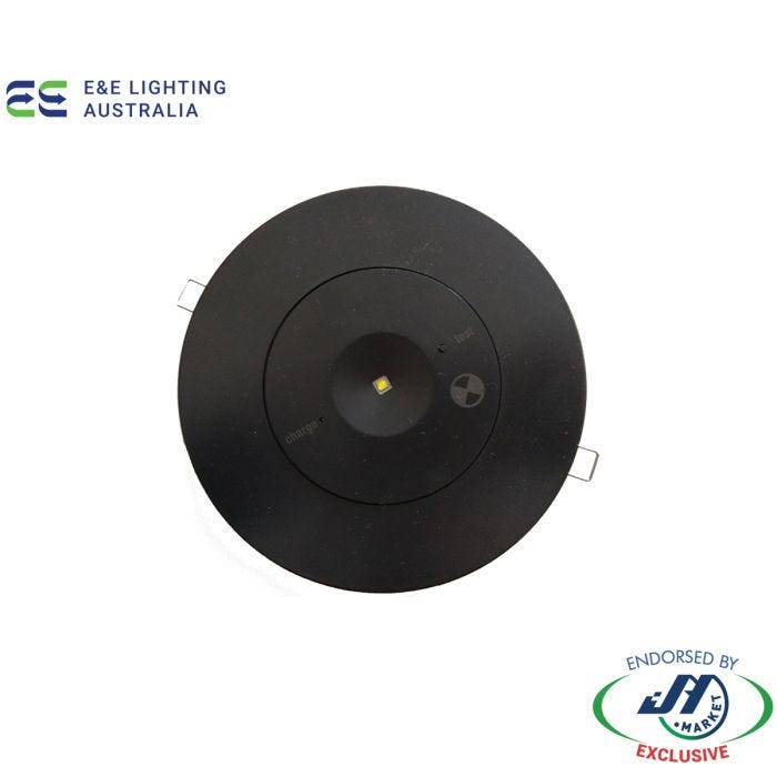 E&E 3W LED Recessed Emergency D40 Lithium Battery Black Finish - CS-EMLITELBK-NZ -  -  - Emergency & Exit Lighting