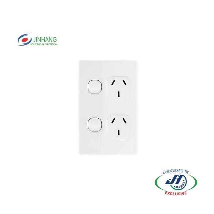 Jinhang Classic 250V 10A Switch Double Gpo Vertical - Jhe-Cs315-V-Nz -  - Switches &Amp; Sockets - Electrical