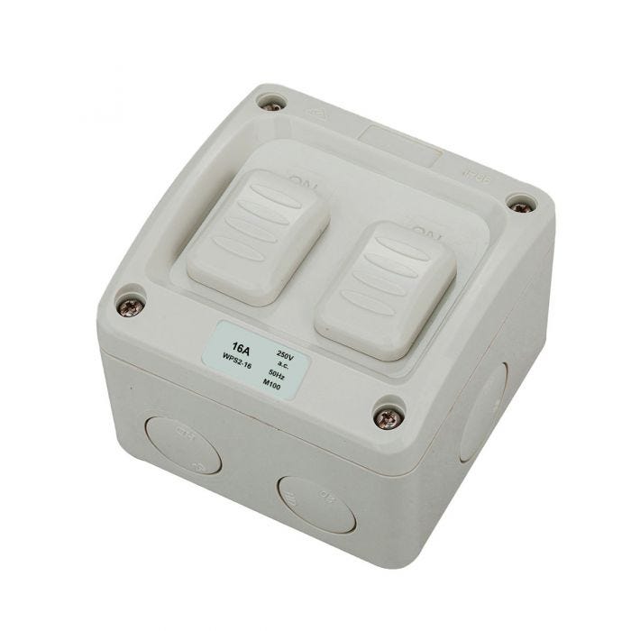 JinHang IP66 2 Gang Weatherproof Switch 250V 16A 1 Pole 2 way - JHE-WPS2-16-NZ -  - Weatherproof - Electrical