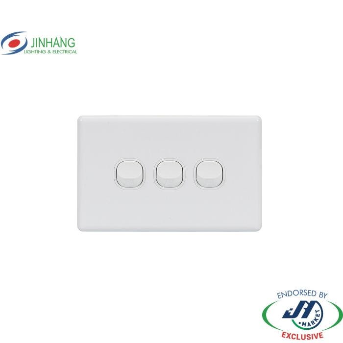 JinHang New Classic Series 3 Gang Switch 250V 10A - JHE-NCS306-NZ -  - Switches & Sockets - Electrical