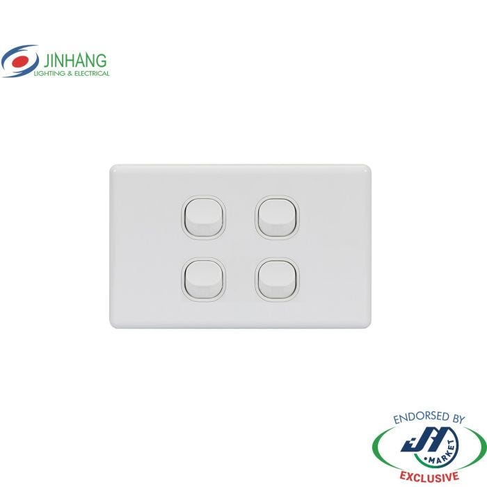 JinHang New Classic Series 4 Gang Switch 250V 10A - JHE-NCS308-NZ -  - Switches & Sockets - Electrical