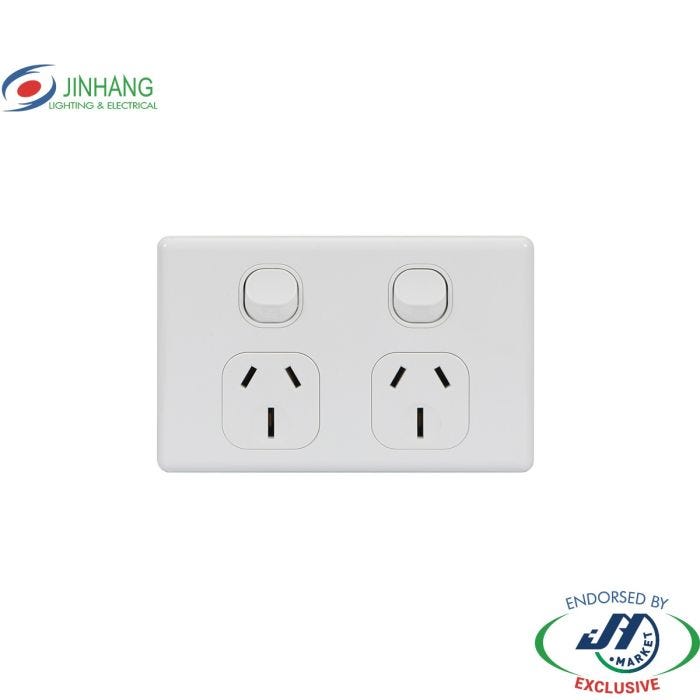 JinHang New Classic Series Double GPO Double Pole 250V 15A - JHE-NCS319-NZ -  - Switches & Sockets - Electrical