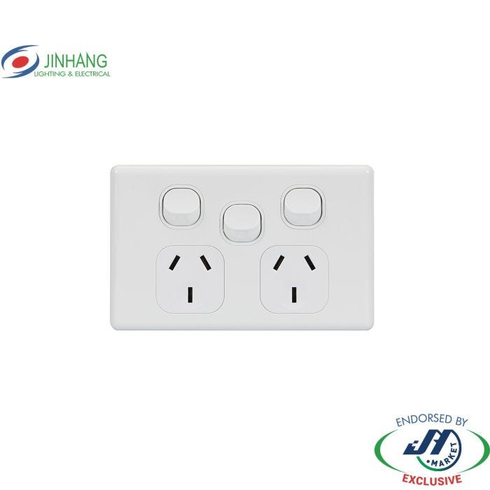 Jinhang New Classic Series Double Gpo With Extra 250V 10A Switch - Jhe-Ncs316-Nz -  - Switches &Amp; Sockets - Electrical