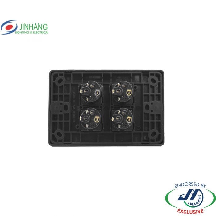 JinHang Slim 10A 4 Gang Wall Switch Matte Black - JHE-KS308-BK-NZ -  - Switches & Sockets - Electrical