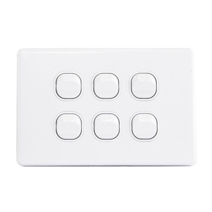 JinHang Slim 10A 6 Gang Wall Switch - JHE-KS312-NZ -  - Switches & Sockets - Electrical