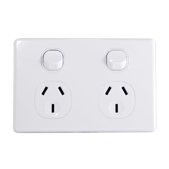 JinHang Slim 10A Double Wall Socket - JHE-KS315-NZ -  - Switches & Sockets - Electrical