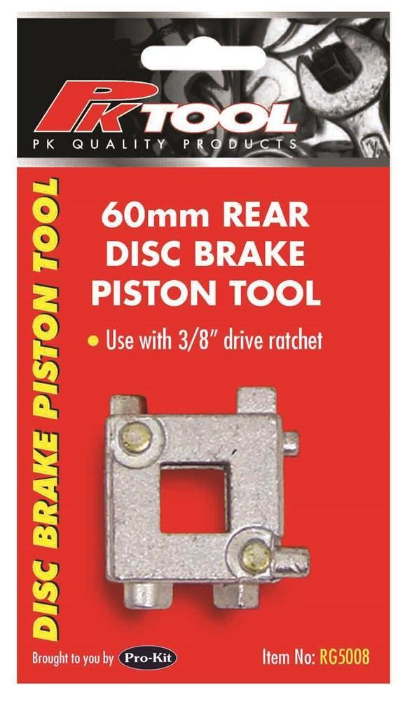 Rear Disc Brake Piston Tool - For wind back rear pistons -  Removes and install disc brake pistons -  Ideal for changing rear disc brake pads or rotors -  Compatible with majority of domestic vehicles -  Made from carbon steel