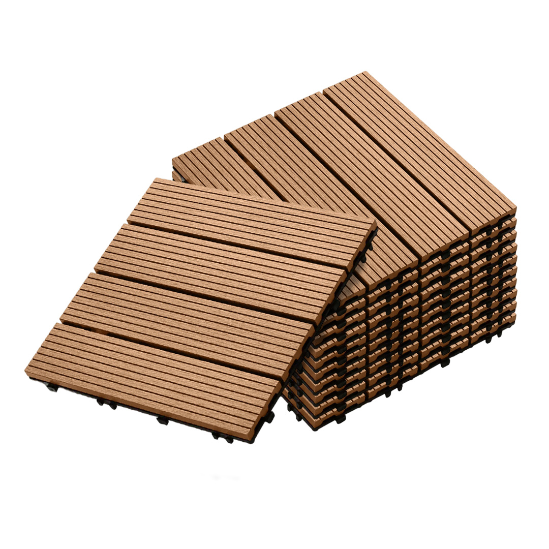 Soga 11 Pcs Coffee Diy Wooden Composite Decking Tiles Garden Outdoor Backyard Flooring Home Decor, Garden, Tools &Amp; Hardware, Gardening &Amp; Lawn Care, Artificial Grass, , ,  - Nz Depot 1