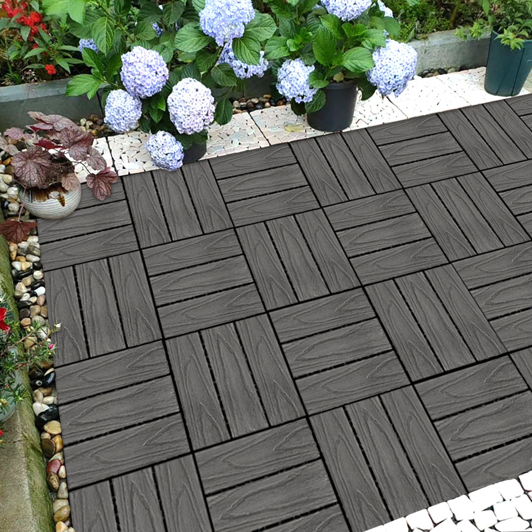 Soga 11 Pcs Dark Grey Diy Wooden Composite Decking Tiles Garden Outdoor Backyard Flooring Home Decor, Garden, Tools &Amp; Hardware, Gardening &Amp; Lawn Care, Artificial Grass, , ,  - Nz Depot 2