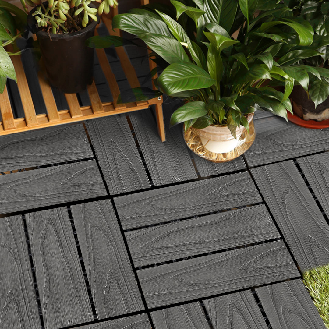 Soga 11 Pcs Dark Grey Diy Wooden Composite Decking Tiles Garden Outdoor Backyard Flooring Home Decor, Garden, Tools &Amp; Hardware, Gardening &Amp; Lawn Care, Artificial Grass, , ,  - Nz Depot 5