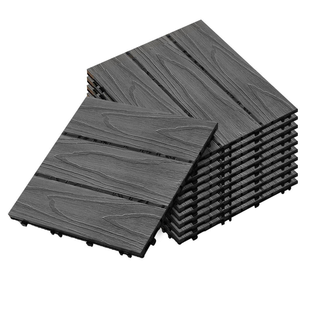 Soga 11 Pcs Dark Grey Diy Wooden Composite Decking Tiles Garden Outdoor Backyard Flooring Home Decor, Garden, Tools &Amp; Hardware, Gardening &Amp; Lawn Care, Artificial Grass, , ,  - Nz Depot 1