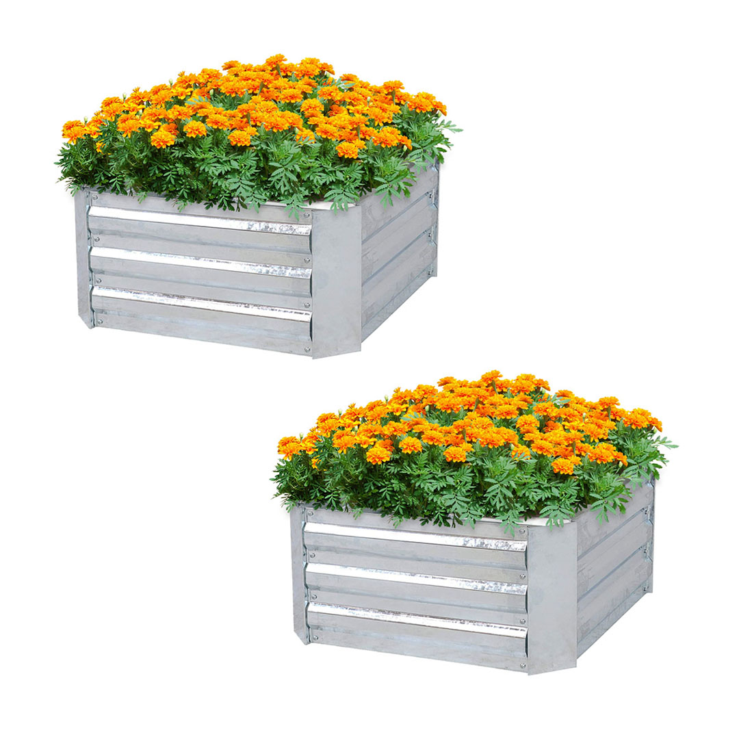 Soga 2X 100Cm Square Galvanised Raised Garden Bed Vegetable Herb Flower Outdoor Planter Box, Garden, Tools &Amp; Hardware, Gardening &Amp; Lawn Care, Pots, Planters &Amp; Container Accessories, , ,  - Nz Depot 1