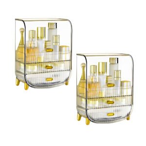 SOGA 2X 3 Tier Transparent Multifunctional Countertop Cosmetic Storage Makeup Perfume Skincare Display Stand Shelf Drawer Type Organiser NZ DEPOT