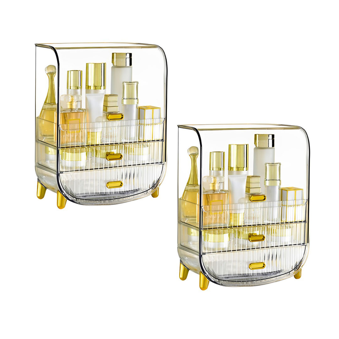 Soga 2X 3 Tier Transparent Multifunctional Countertop Cosmetic Storage Makeup Perfume Skincare Display Stand Shelf Drawer Type Organiser, Home, Bathroom, Bathroom Accessories, Bathroom Storage, ,  - Nz Depot 1