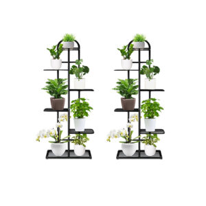 SOGA 2X 6 Tier 7 Pots Black Metal Plant Stand Flowerpot Display Shelf Rack Indoor Home Office Decor, Home & Living, Home Decor, Indoor Pots, Planters and Plant Stands, , ,  - NZ DEPOT 1