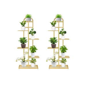 SOGA 2X 6 Tier 7 Pots Gold Metal Plant Stand Flowerpot Display Shelf Rack Indoor Home Office Decor, Home & Living, Home Decor, Indoor Pots, Planters and Plant Stands, , ,  - NZ DEPOT 1