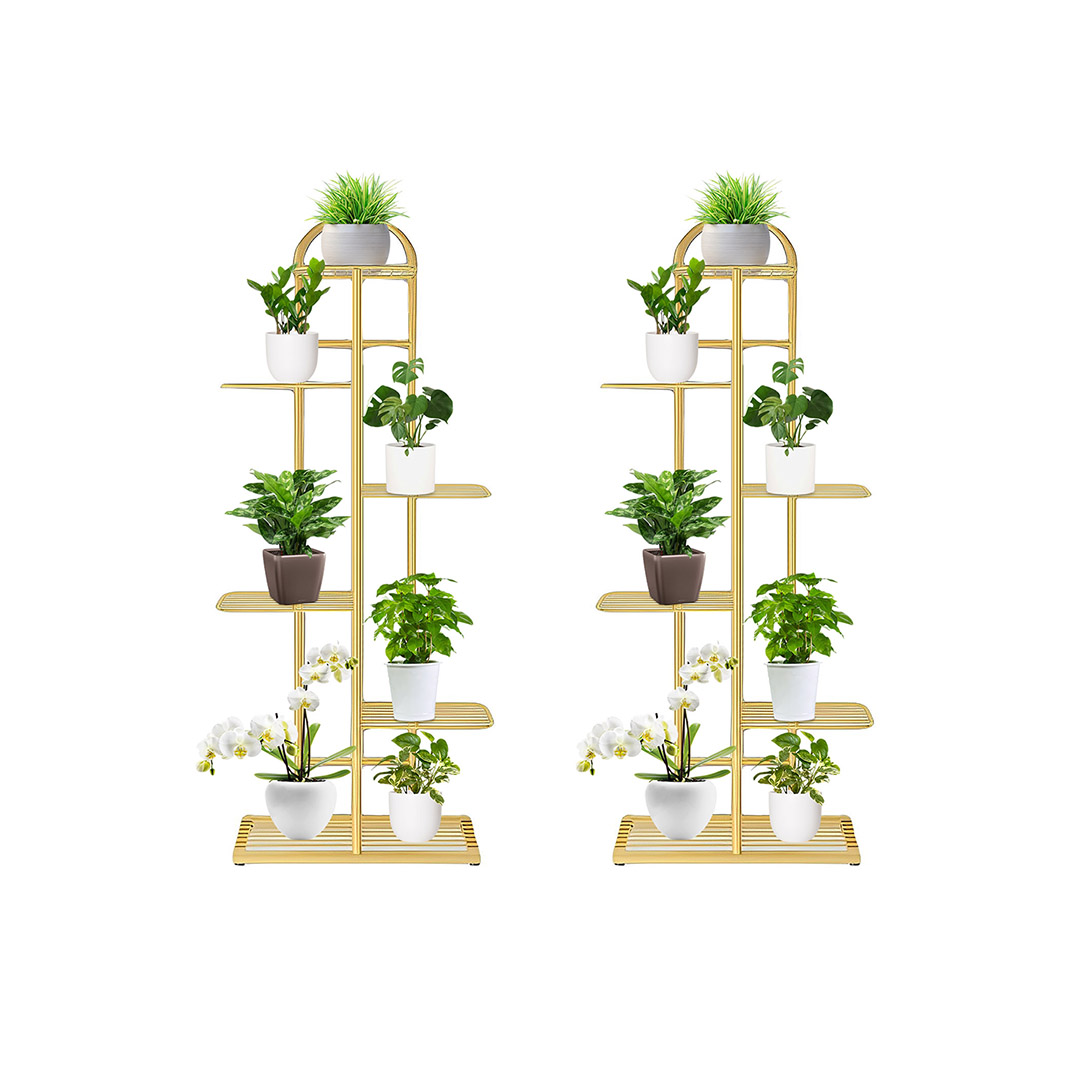 Soga 2X 6 Tier 7 Pots Gold Metal Plant Stand Flowerpot Display Shelf Rack Indoor Home Office Decor, Home &Amp; Living, Home Decor, Indoor Pots, Planters And Plant Stands, , ,  - Nz Depot 1