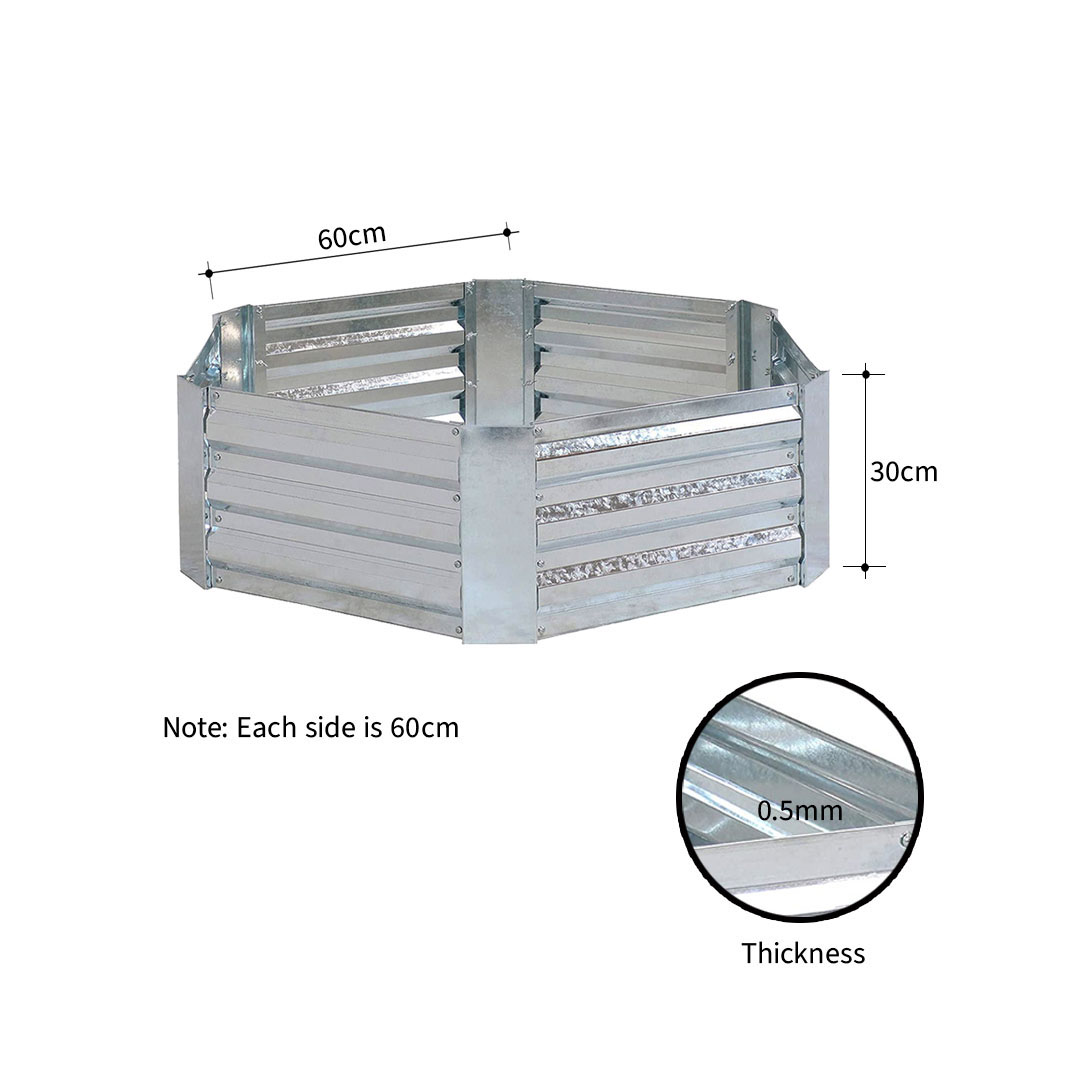 Soga 2X 60Cm Hexagon Shape Galvanised Raised Garden Bed Vegetable Herb Flower Outdoor Planter Box, Garden, Tools &Amp; Hardware, Gardening &Amp; Lawn Care, Pots, Planters &Amp; Container Accessories, , ,  - Nz Depot 8