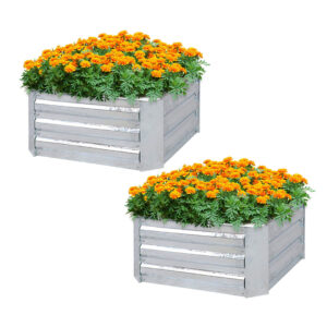 SOGA 2X 60cm Square Galvanised Raised Garden Bed Vegetable Herb Flower Outdoor Planter Box, Garden, Tools & Hardware, Gardening & Lawn Care, Pots, Planters & Container Accessories, , ,  - NZ DEPOT 1