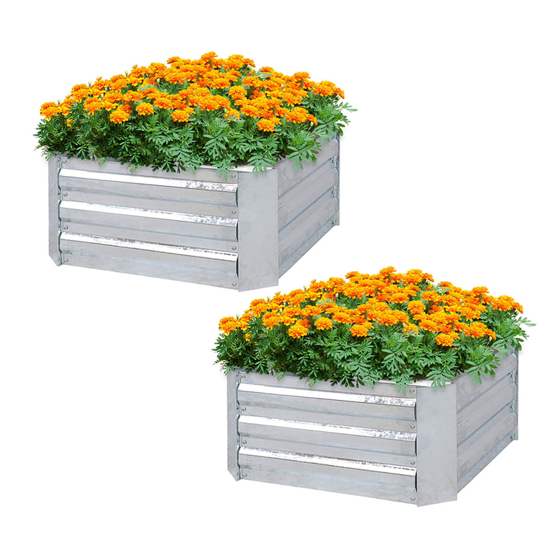 Soga 2X 60Cm Square Galvanised Raised Garden Bed Vegetable Herb Flower Outdoor Planter Box, Garden, Tools &Amp; Hardware, Gardening &Amp; Lawn Care, Pots, Planters &Amp; Container Accessories, , ,  - Nz Depot 1