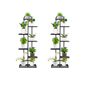 Soga 2X 7 Tier 8 Pots Black Metal Plant Stand Flowerpot Display Shelf Rack Indoor Home Office Decor Nz Depot - Nz Depot