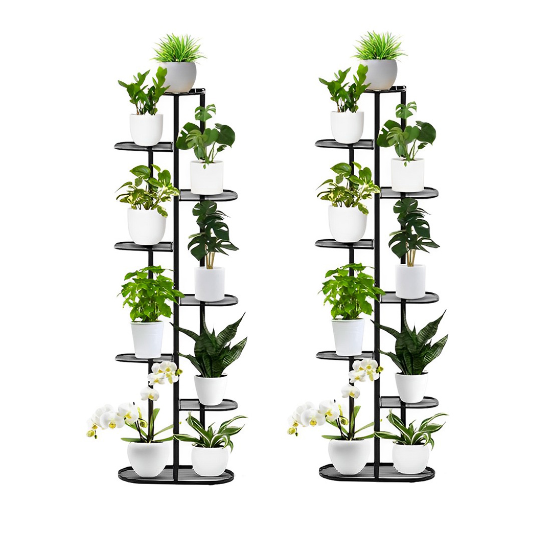 Soga 2X 8 Tier 9 Pots Black Metal Plant Rack Flowerpot Storage Display Stand Holder Home Garden Decor, Home &Amp; Living, Home Decor, Indoor Pots, Planters And Plant Stands, , ,  - Nz Depot 1