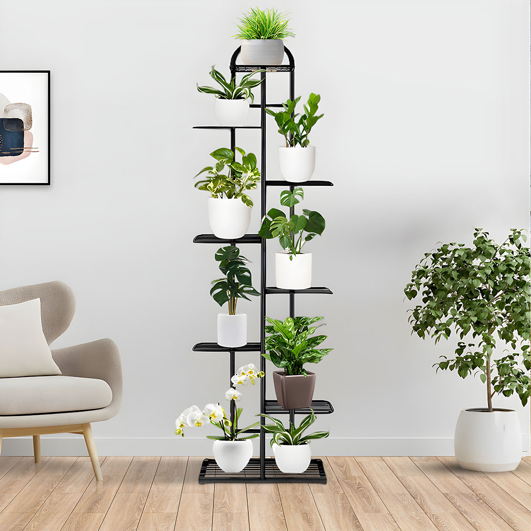 Soga 2X 8 Tier 9 Pots Black Metal Plant Stand Flowerpot Display Shelf Rack Indoor Home Office Decor, Home &Amp; Living, Home Decor, Indoor Pots, Planters And Plant Stands, , ,  - Nz Depot 4