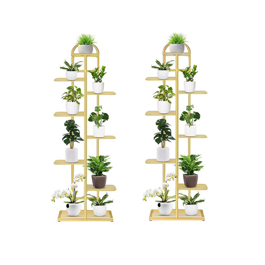 Soga 2X 8 Tier 9 Pots Gold Metal Plant Stand Flowerpot Display Shelf Rack Indoor Home Office Decor, Home &Amp; Living, Home Decor, Indoor Pots, Planters And Plant Stands, , ,  - Nz Depot 1