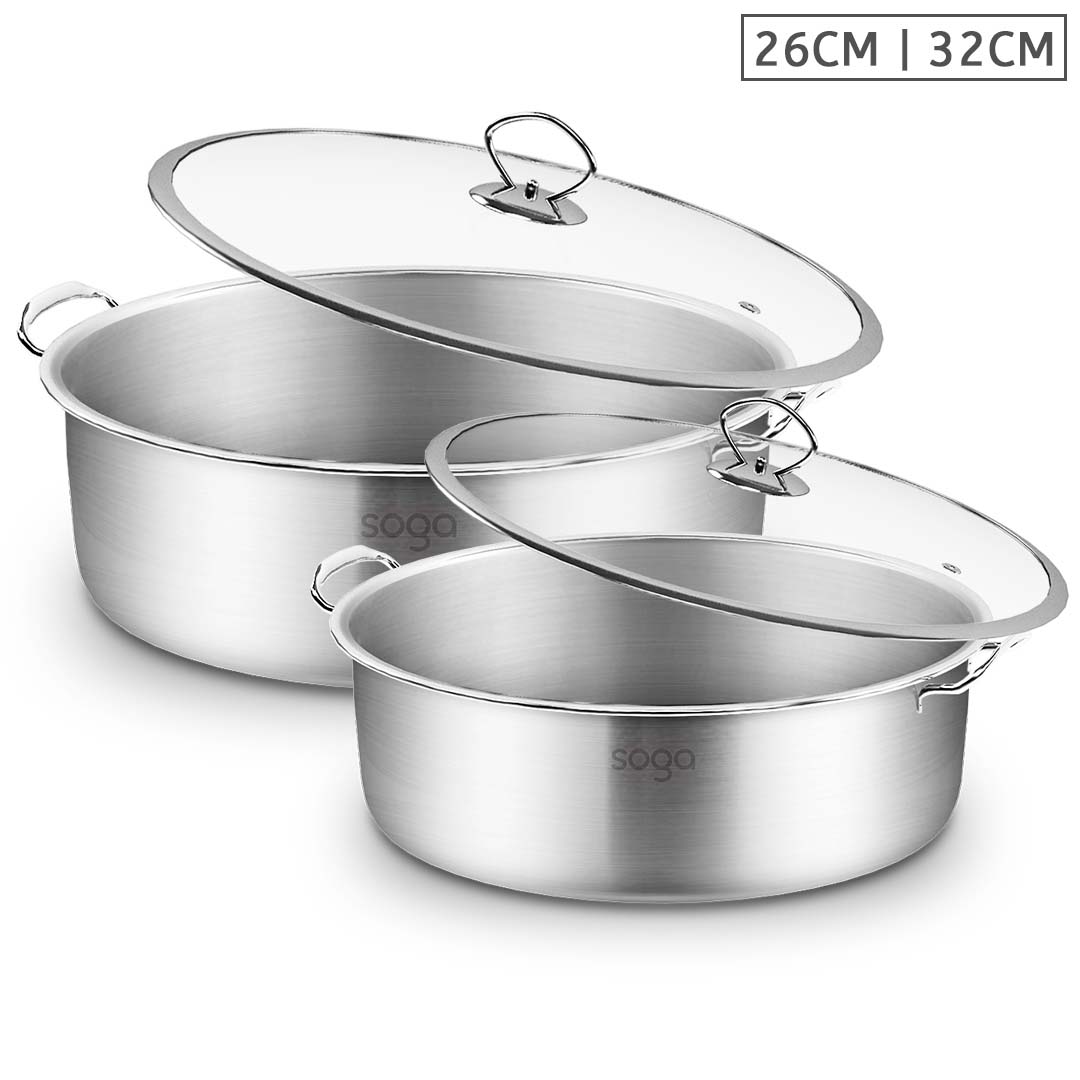 SOGA Stainless Steel 26cm 32cm Casserole With Lid Induction Cookware, home & living, kitchen & dining, cookware, casserole dishes, ,  - NZ DEPOT 1