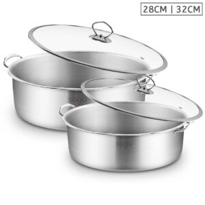 SOGA Stainless Steel 28cm 32cm Casserole With Lid Induction Cookware, home & living, kitchen & dining, cookware, casserole dishes, ,  - NZ DEPOT 1