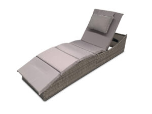 DS Miller Foldable Rattan Lounger Light Grey PR9587 Outdoor Furniture NZ DEPOT