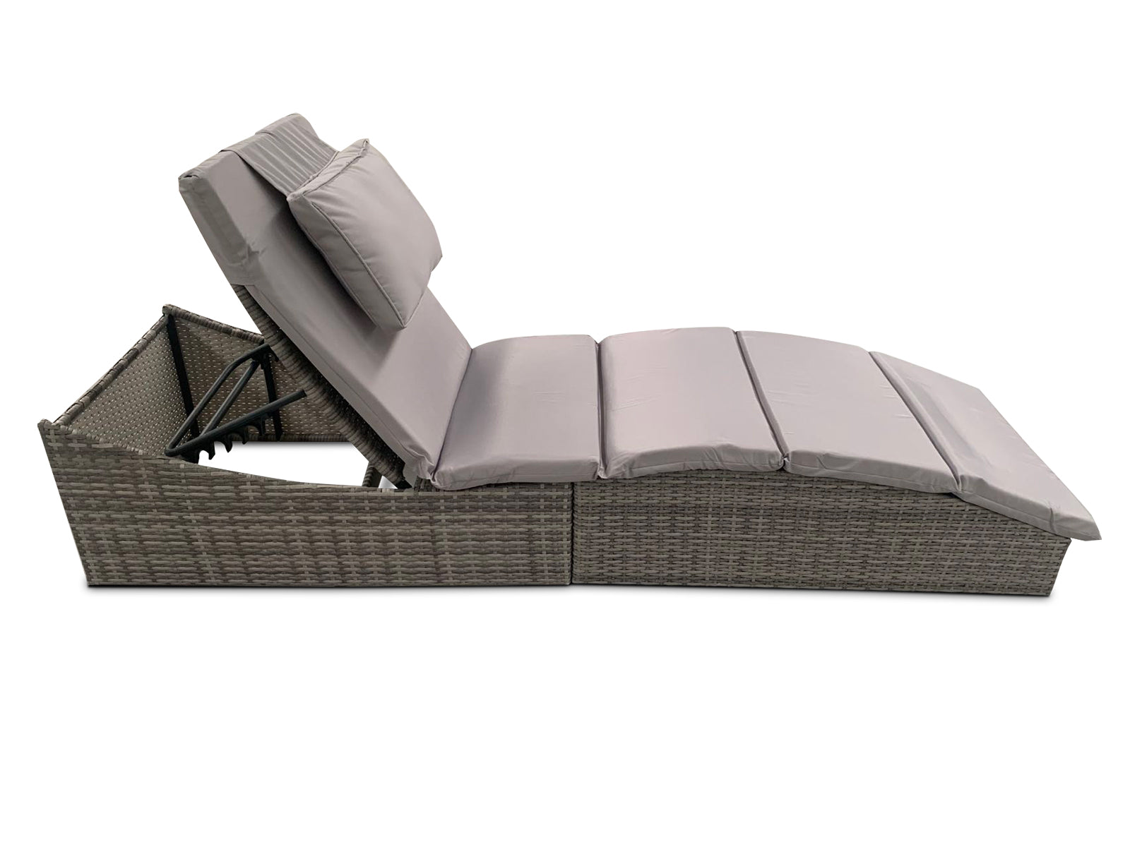 DS Miller Foldable Rattan Lounger Light Grey PR9587 Outdoor Furniture NZ DEPOT 5