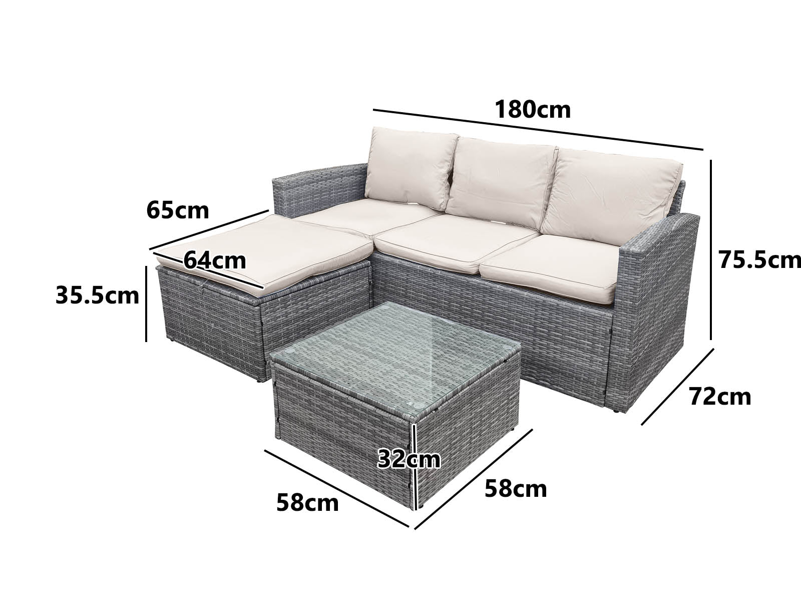 DS Rio 3PC Outdoor Sofa Set Beige PR10091 Outdoor Furniture NZ DEPOT 5