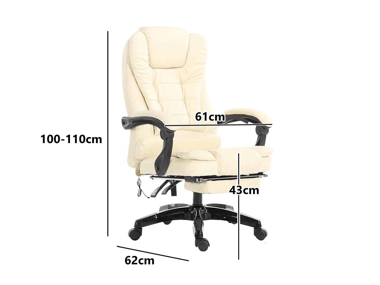 Elenor Massage Office Chair Pu Beige Pr8881 Office Chairs Nz Depot 4 - Nz Depot