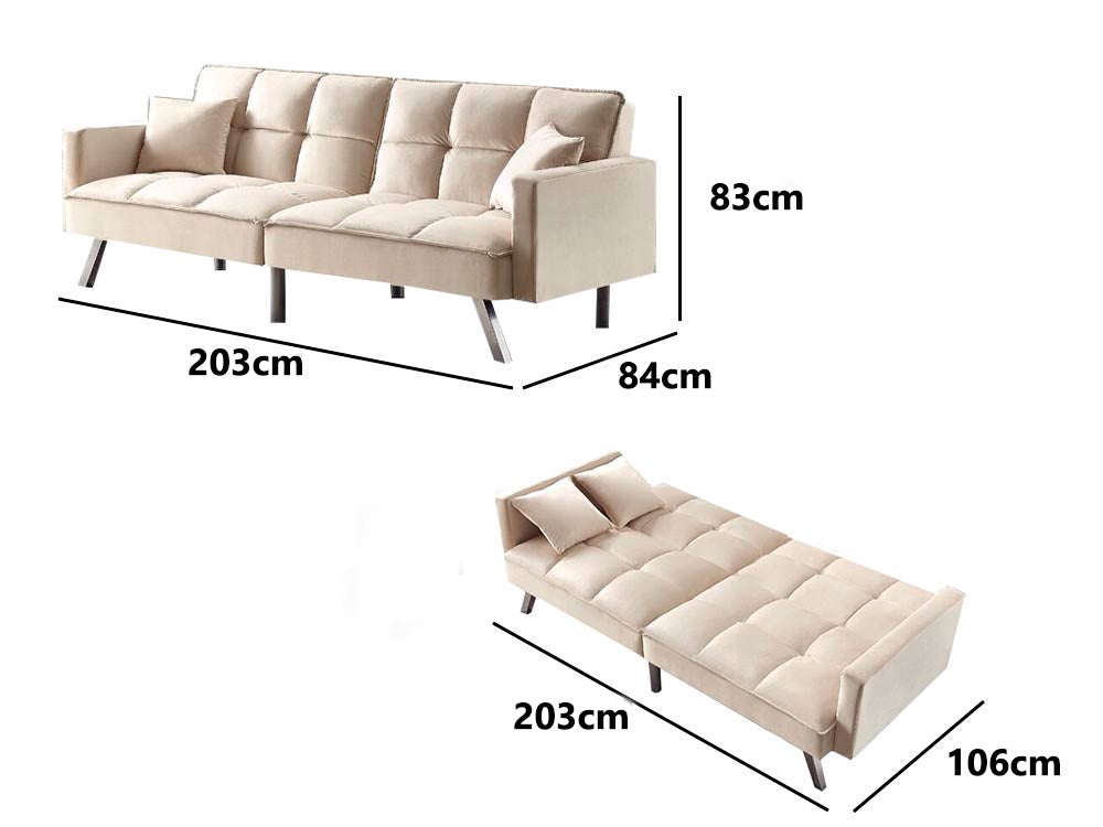 Futon Sofa Bed Beige Velvet PR9429 Sofas Sectionals Sofa Beds NZ DEPOT 5