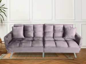 Futon Sofa Bed Grey Velvet PR9431 Sofas Sectionals Sofa Beds NZ DEPOT 1