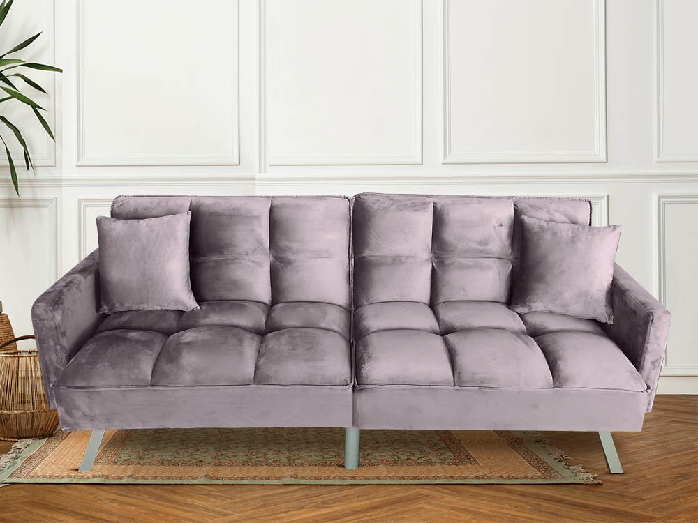 Futon Sofa Bed Grey Velvet