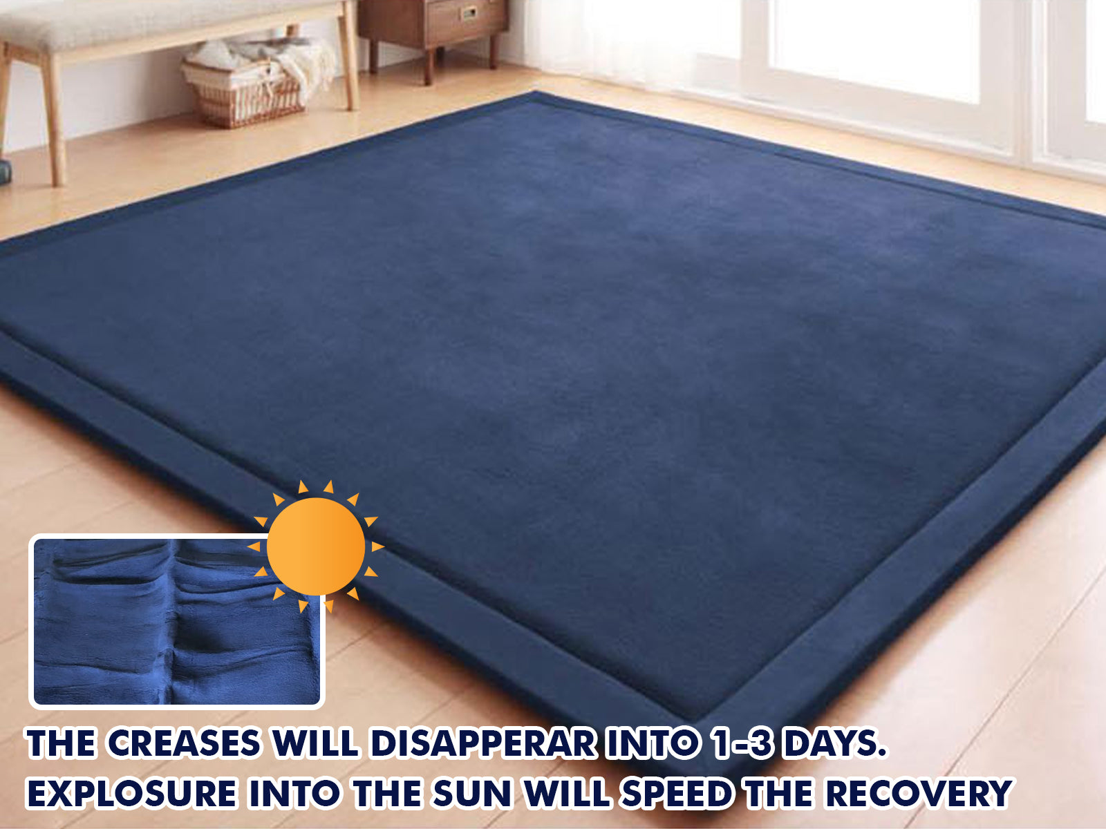 MemFoam Rug 200x300 Navy PR8978 Bedding NZ DEPOT 3