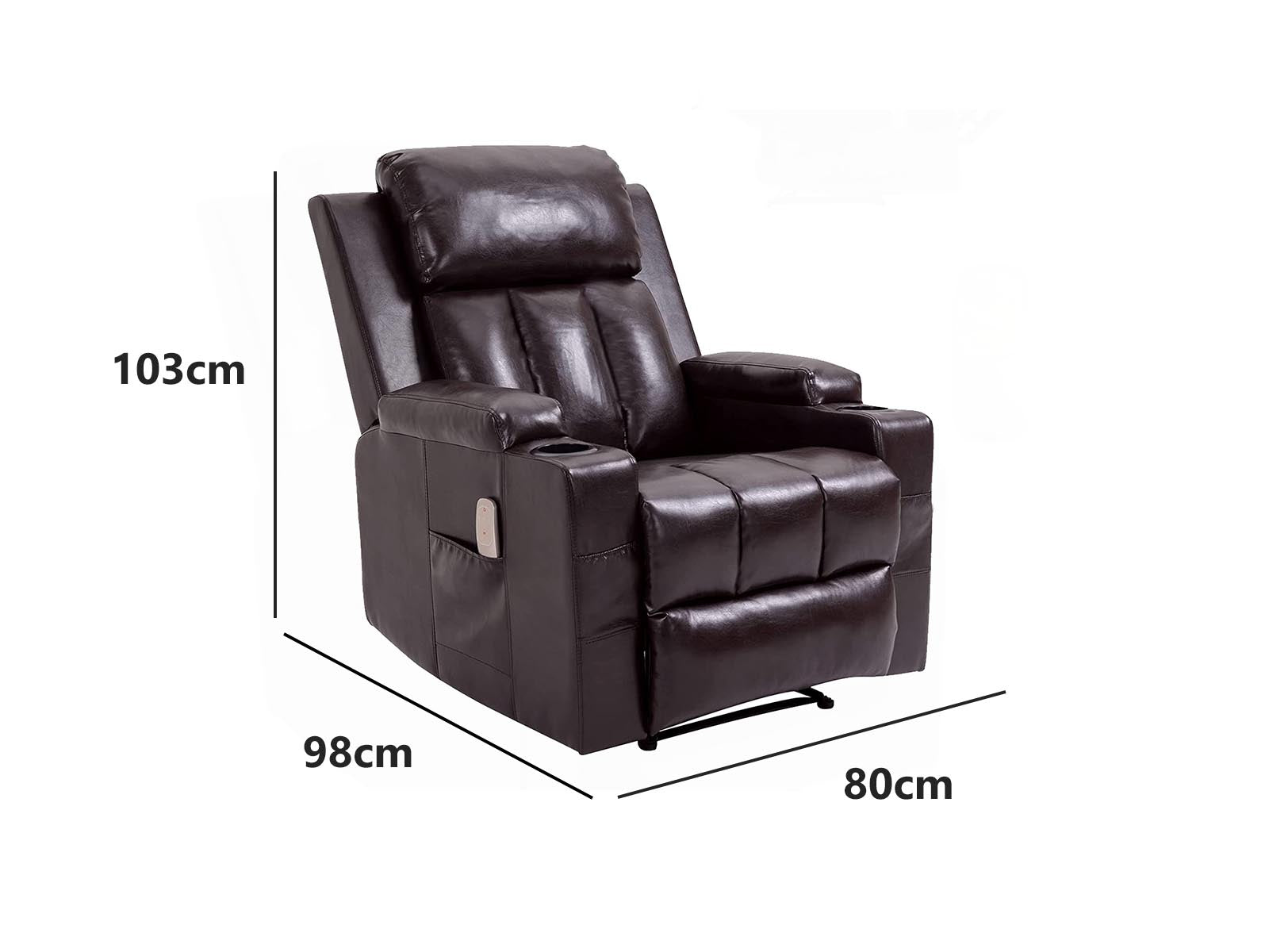 Miralin Massage Recliner Chair PU Brown PR8616 Office Chairs NZ DEPOT 9