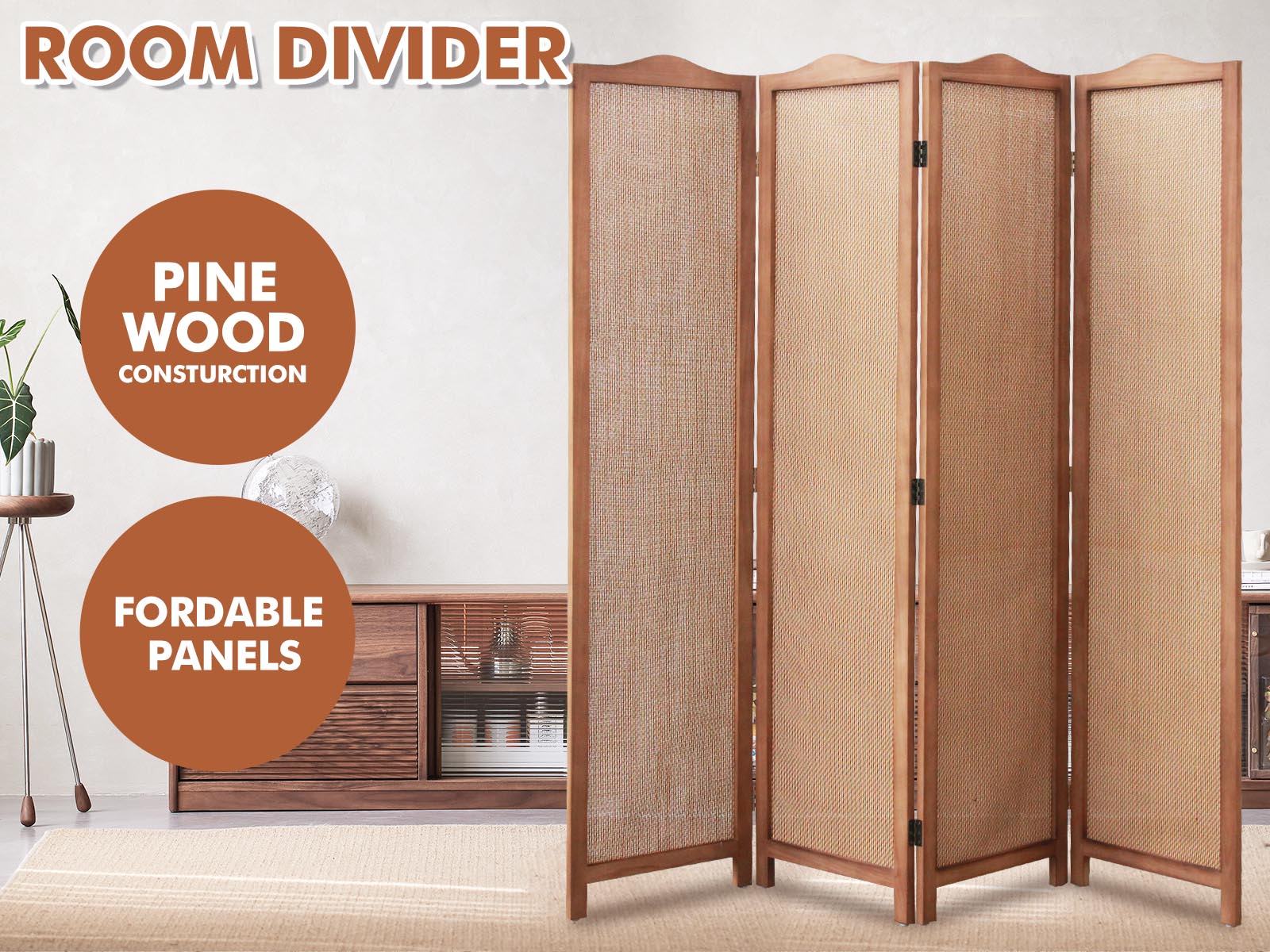 Room divider C M5 4 Dark brown PR8482 Room Dividers NZ DEPOT 5 - NZ DEPOT