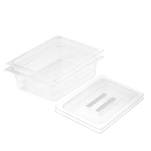 SOGA 100mm Clear Gastronorm GN Pan 1/2 Food Tray Storage Bundle of 2 with Lid, Home & Living, Kitchen & Dining, Bakeware, Baking Trays, ,  - NZ DEPOT 1