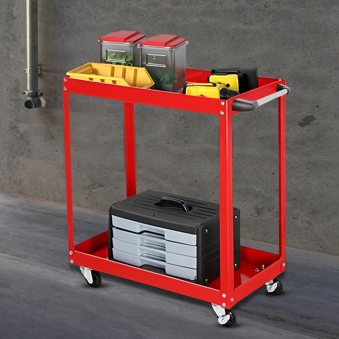 Soga 2 Tier Tool Storage Cart Portable Service Utility Heavy Duty Mobile Trolley Red, Garden, Tools &Amp; Hardware, Garage Storage &Amp; Organisation, Tool Organisers, , ,  - Nz Depot 3