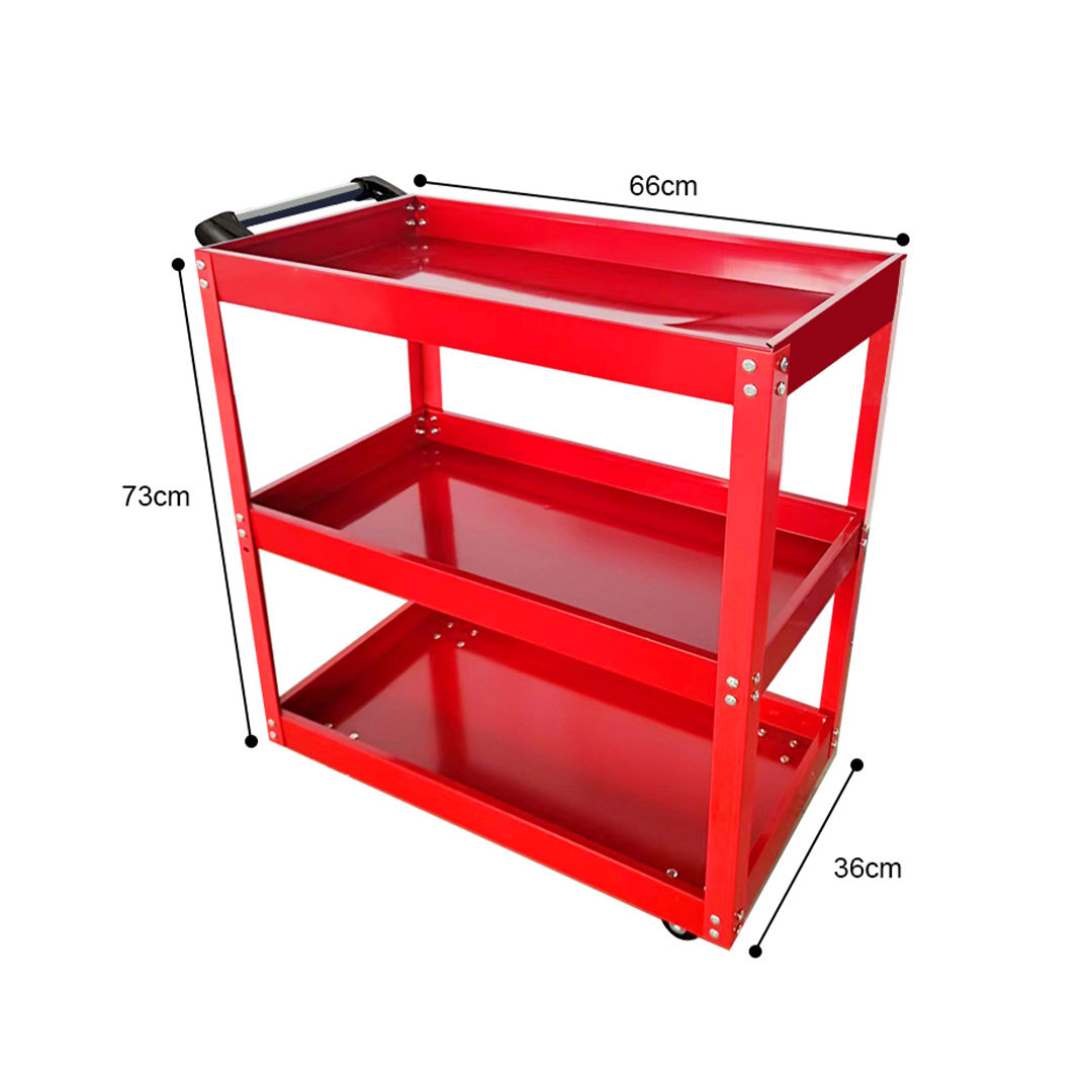 SOGA 2X 3 Tier Tool Storage Cart Portable Service Utility Heavy Duty Mobile Trolley Red, Garden, Tools & Hardware, Garage Storage & Organisation, Tool Organisers, , ,  - NZ DEPOT 4