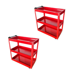 SOGA 2X 3 Tier Tool Storage Cart Portable Service Utility Heavy Duty Mobile Trolley Red, Garden, Tools & Hardware, Garage Storage & Organisation, Tool Organisers, , ,  - NZ DEPOT 1