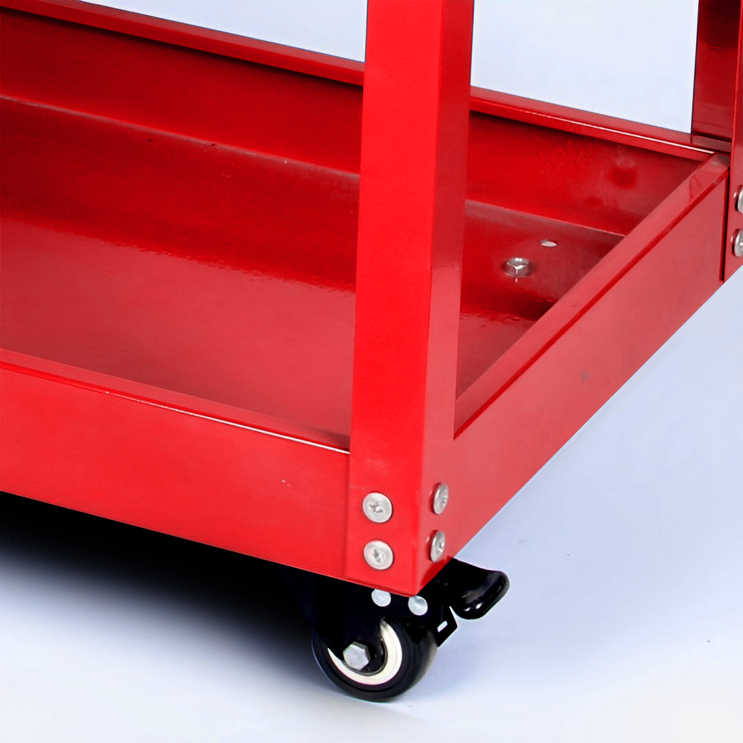 SOGA 2X 3 Tier Tool Storage Cart Portable Service Utility Heavy Duty Mobile Trolley with Drawer and Hooks Red, Garden, Tools & Hardware, Garage Storage & Organisation, Tool Organisers, , ,  - NZ DEPOT 9