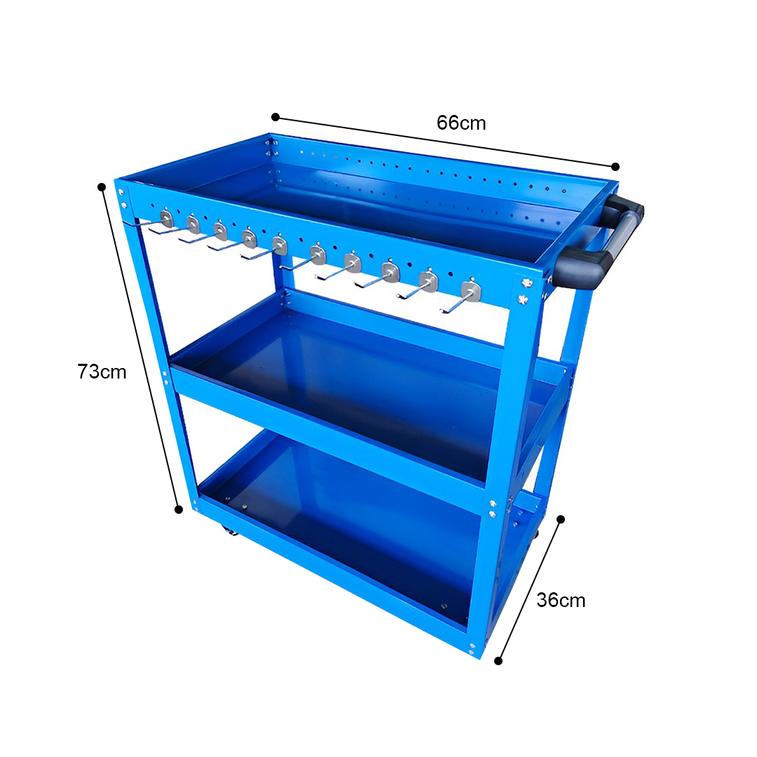 Soga 2X 3 Tier Tool Storage Cart Portable Service Utility Heavy Duty Mobile Trolley With Hooks Blue, Garden, Tools &Amp; Hardware, Garage Storage &Amp; Organisation, Tool Organisers, , ,  - Nz Depot 4