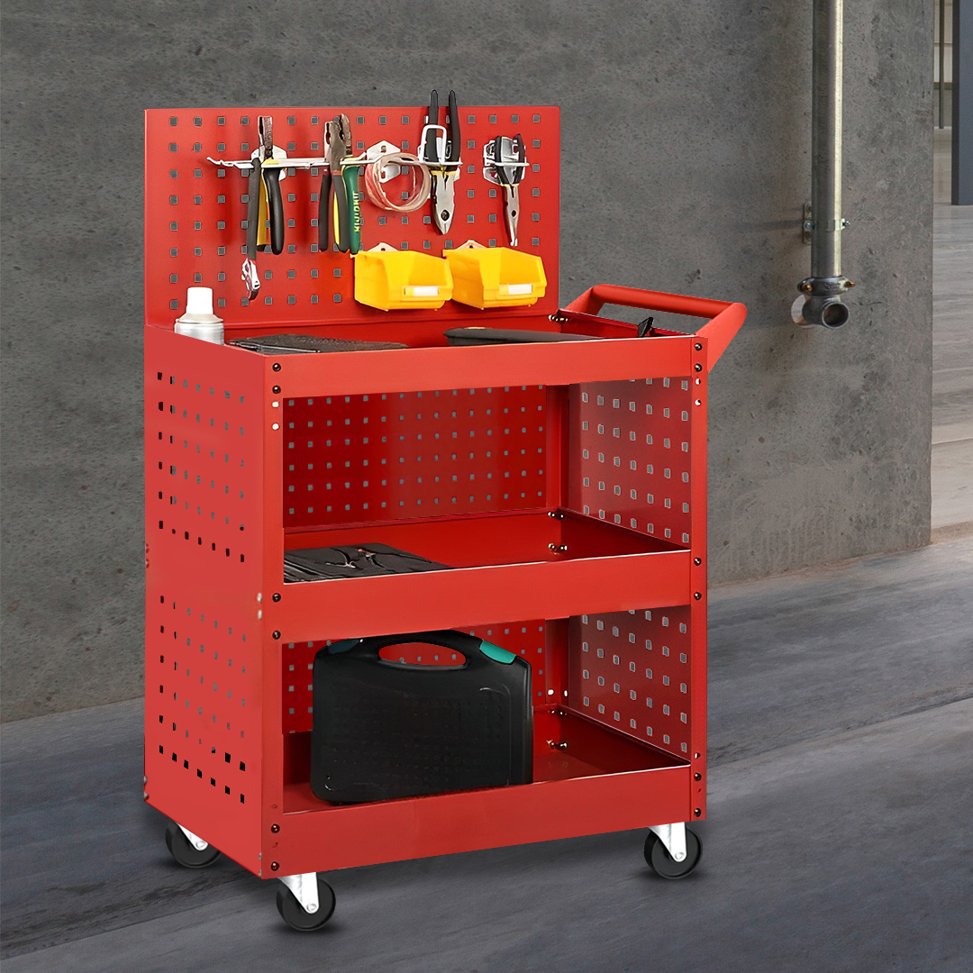 SOGA 2X 3 Tier Tool Storage Cart Portable Service Utility Heavy Duty Mobile Trolley with Porous Side Panels, Garden, Tools & Hardware, Garage Storage & Organisation, Tool Organisers, , ,  - NZ DEPOT 5